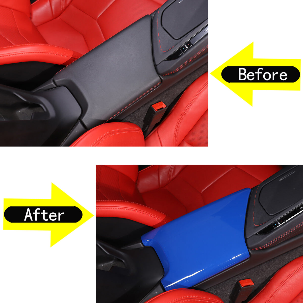 Dark Blue Console Armrest Box Lid Covers For C8 Corvette Stingray Z06 Z51 20-26 5