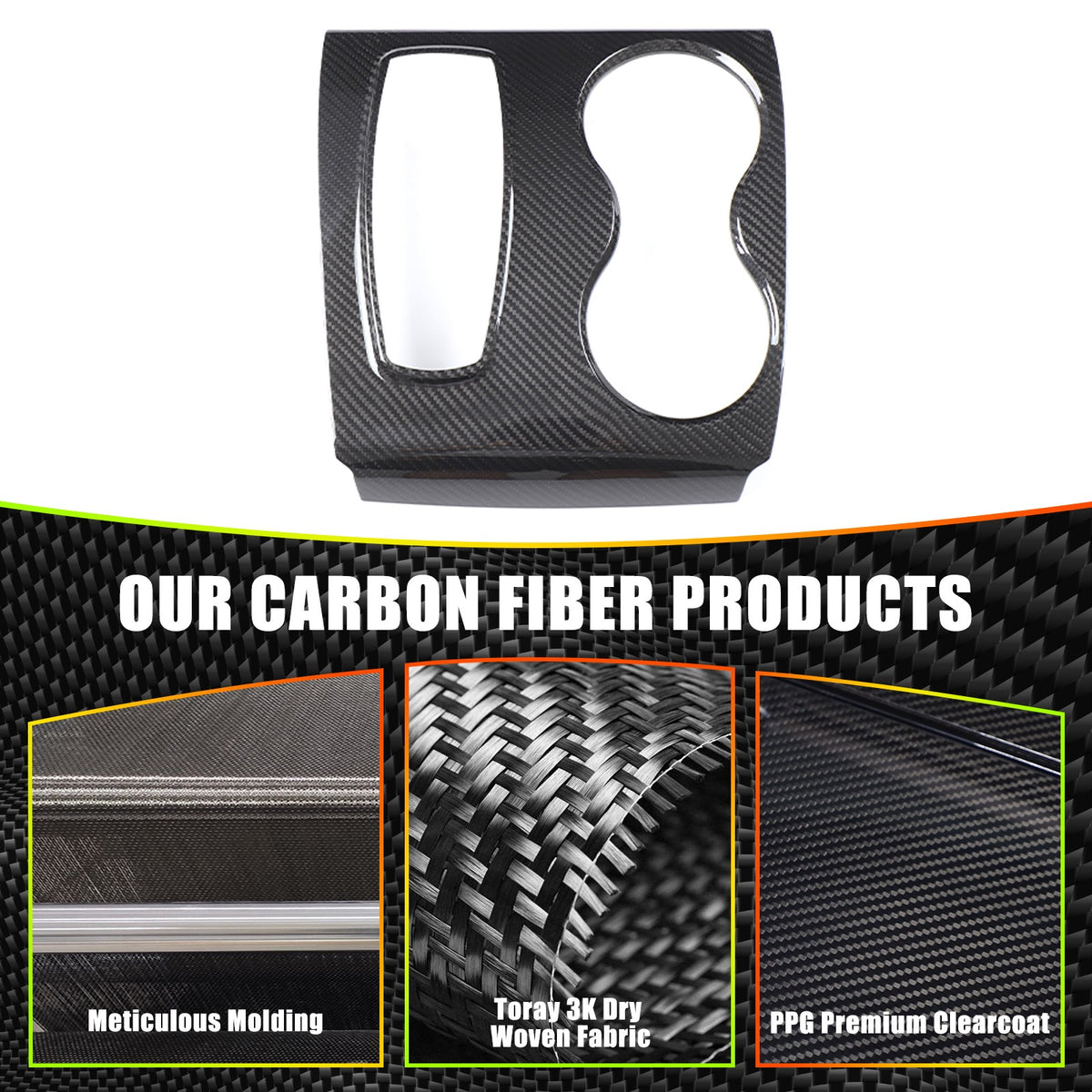 Real Carbon Fiber Center Gear Cup Trim For Honda Pilot/Ridgeline/Passport 16-22 10