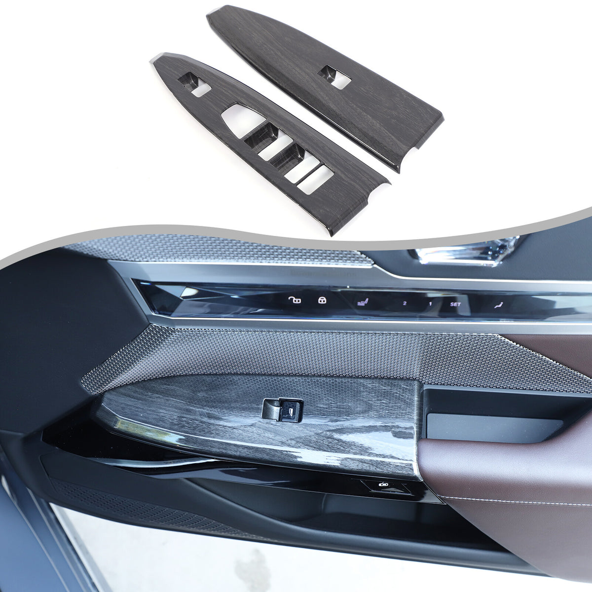 Black Grain Window Lift Switch Button Trim Frame For BMW 7 Series G70 2023-2025 14