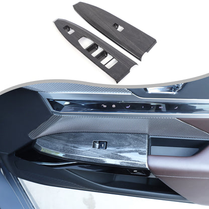 Black Grain Window Lift Switch Button Trim Frame For BMW 7 Series G70 2023-2025 14