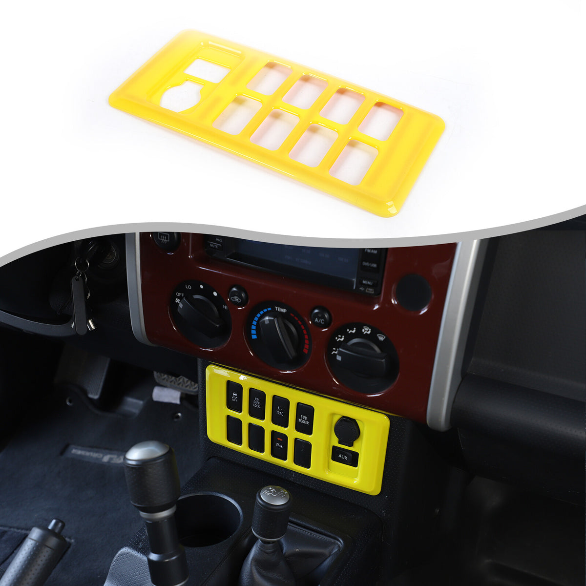 Yellow ABS Interior Center Console Trim Cover for Toyota FJ Cruiser 2007-2021 15