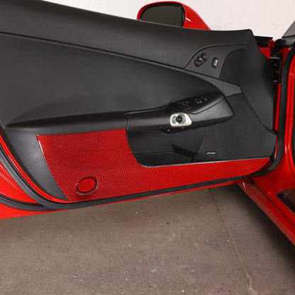Red Carbon Fiber Door Bottom Anti-Kick Anti-Scratch Cover For Corvette C6 05-13 10