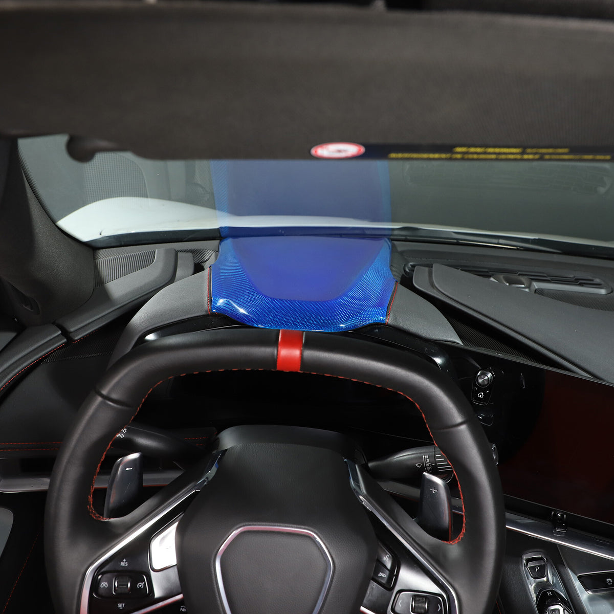 Blue Real Carbon Fiber Dashboard Instrument Upper Panel Cover for Corvette C8 20 3