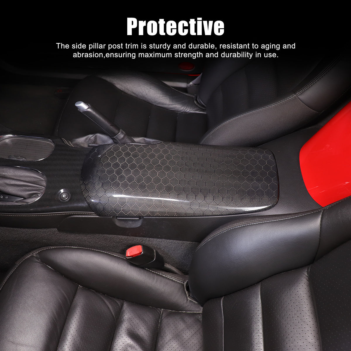 Honeycomb Carbon Fiber Center Console Armrest Box Cover For Corvette C6 2005-13 20