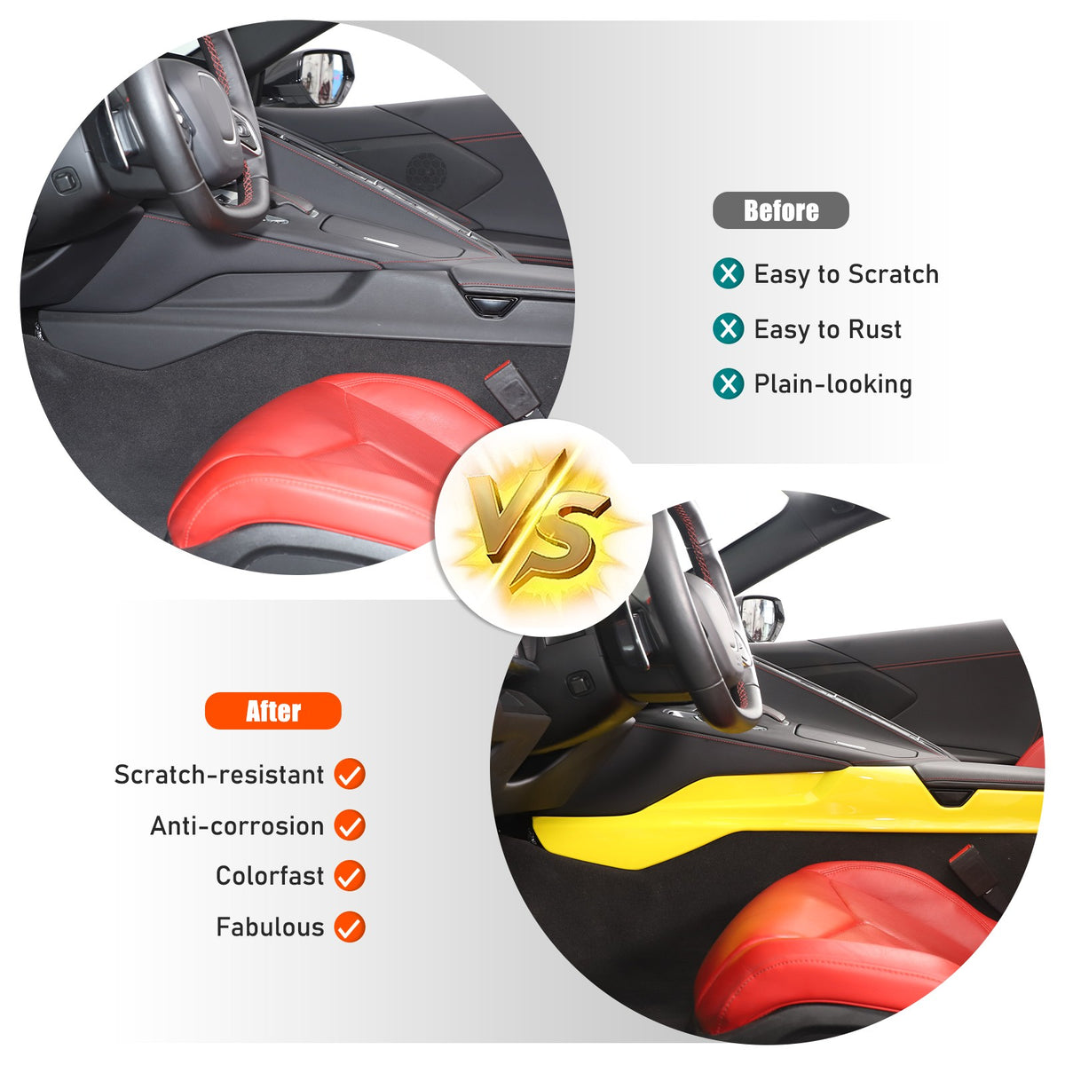 Yellow ABS Center Console Lower Armrest Box Panel Trim For Corvette C8 2020+ 24