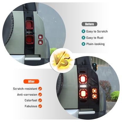 Mesh Piano Black ABS Taillight Protection Trim For LR Defender L663 2020-2025 20