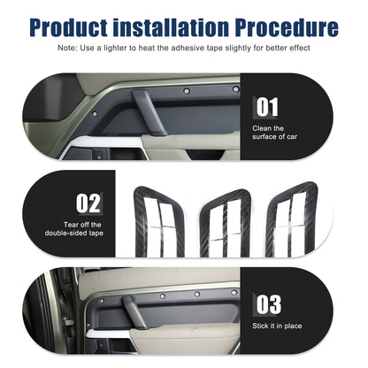 Matte Real Carbon Interior Door Handle Cover Trim For LR Defender 110 2020-23 7