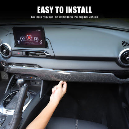 Honeycomb Carbon Fiber Interior Console Panel Trim For Mazda MX-5 Miata 2016-23 4
