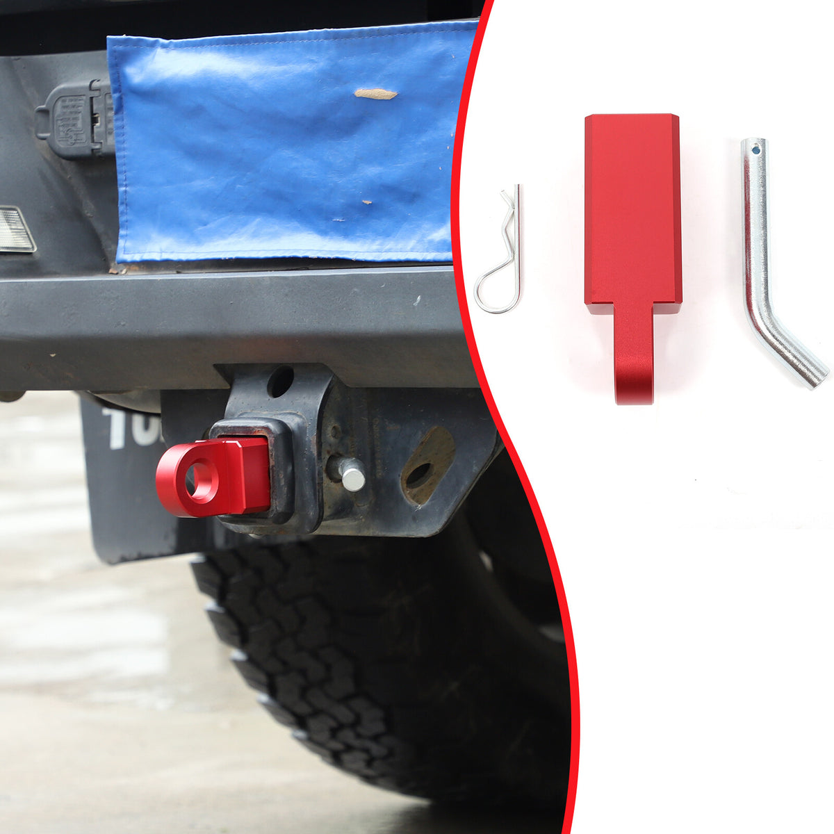 Red Alloy Trailer Mount Receiver Hitch Tow Hook For Toyota Tundra 07-21 US 6
