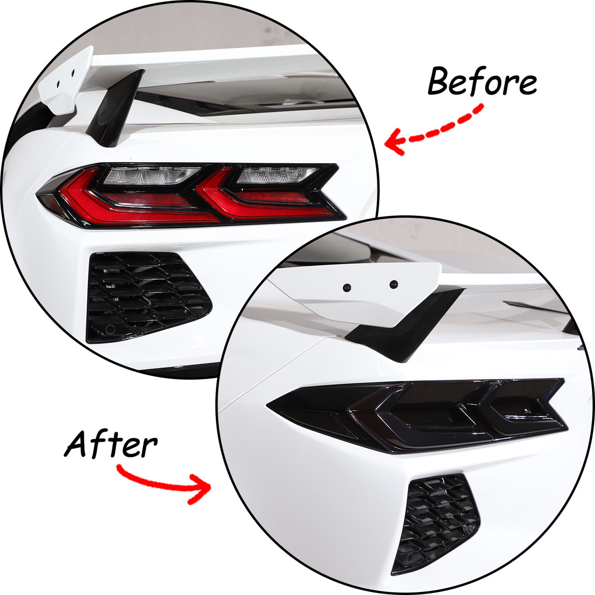 Rear Tail Light Blackouts Lens Taillight Smoked Trim Cover For C8 Corvette 20+ 3