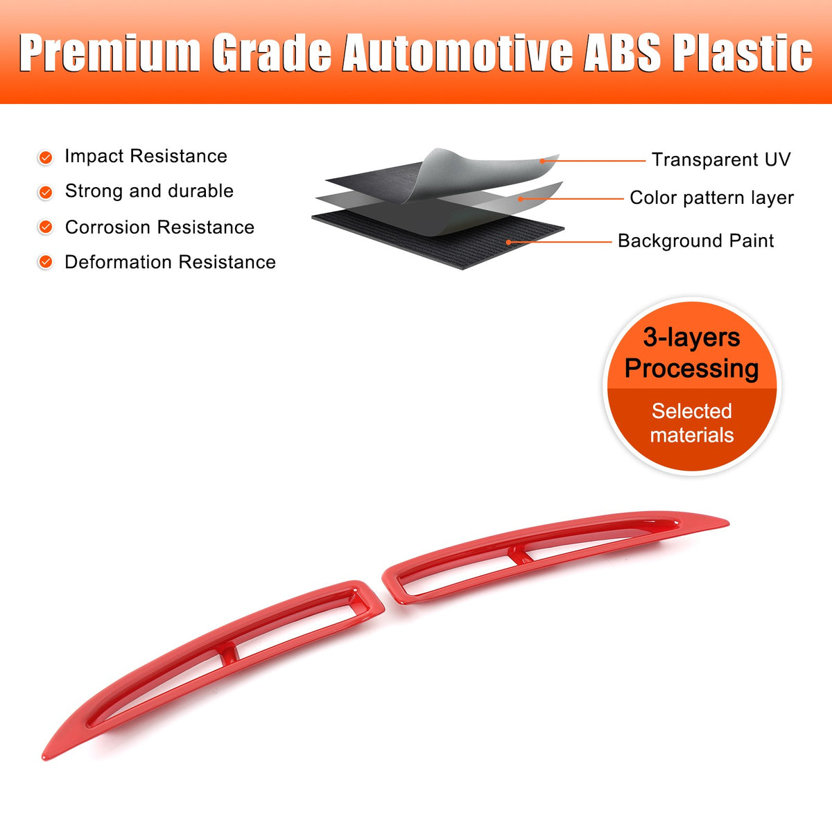 Red ABS Carbon Fiber Rear Fender Vent Trim Frame For Corvette C6 2005-2013 7