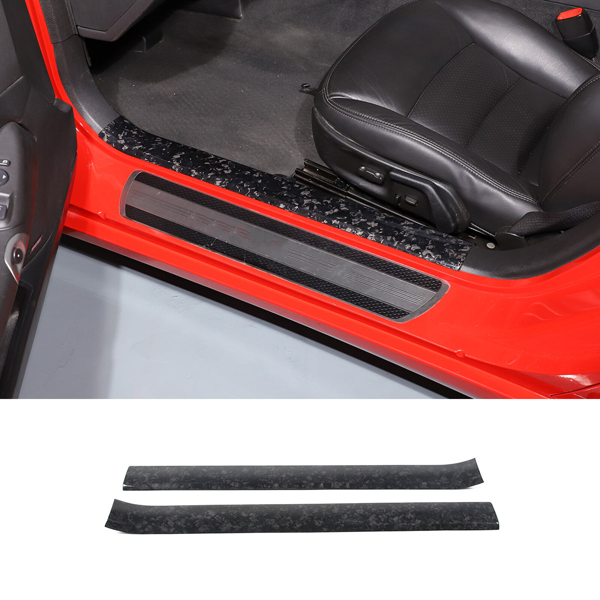 Forged Carbon Fiber Built In Scuff Door Sill Bar Plate For Corvette C6 2005-2013 3