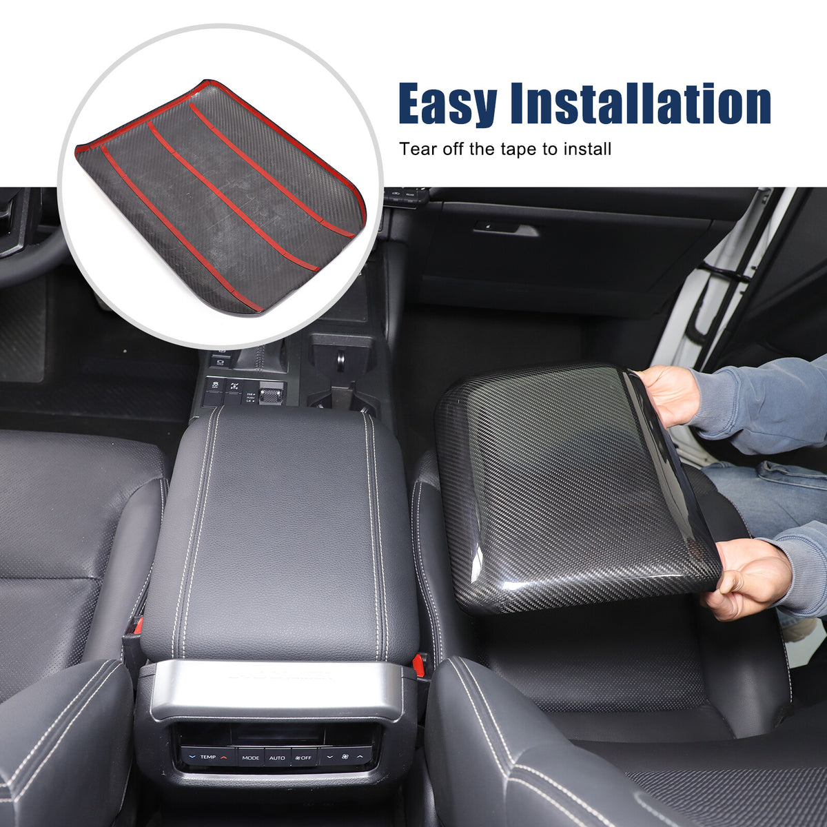 Real Carbon Fiber Center Armrest Box Trim For Toyota Land Cruiser LC250 24+ 14