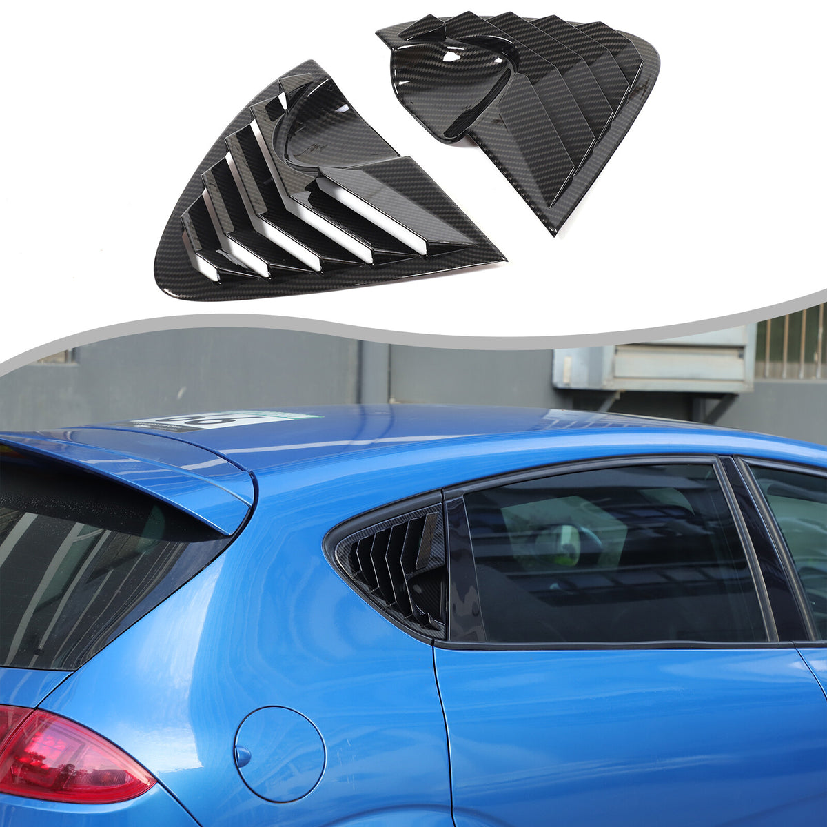 ABS Carbon Fiber Rear Side Window Louver Shutter Cover For Seat Leon MK2 08-12 2