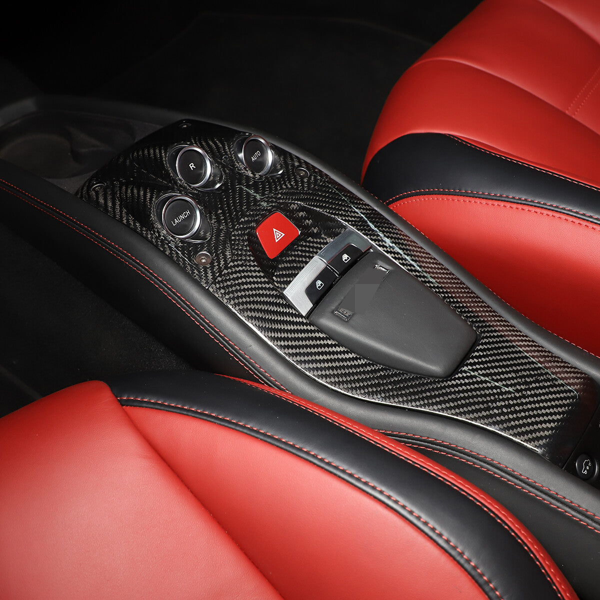 For 11-16 Ferrari 458 Real Carbon Fiber Center Console Gearbox Panel Trim Set 9