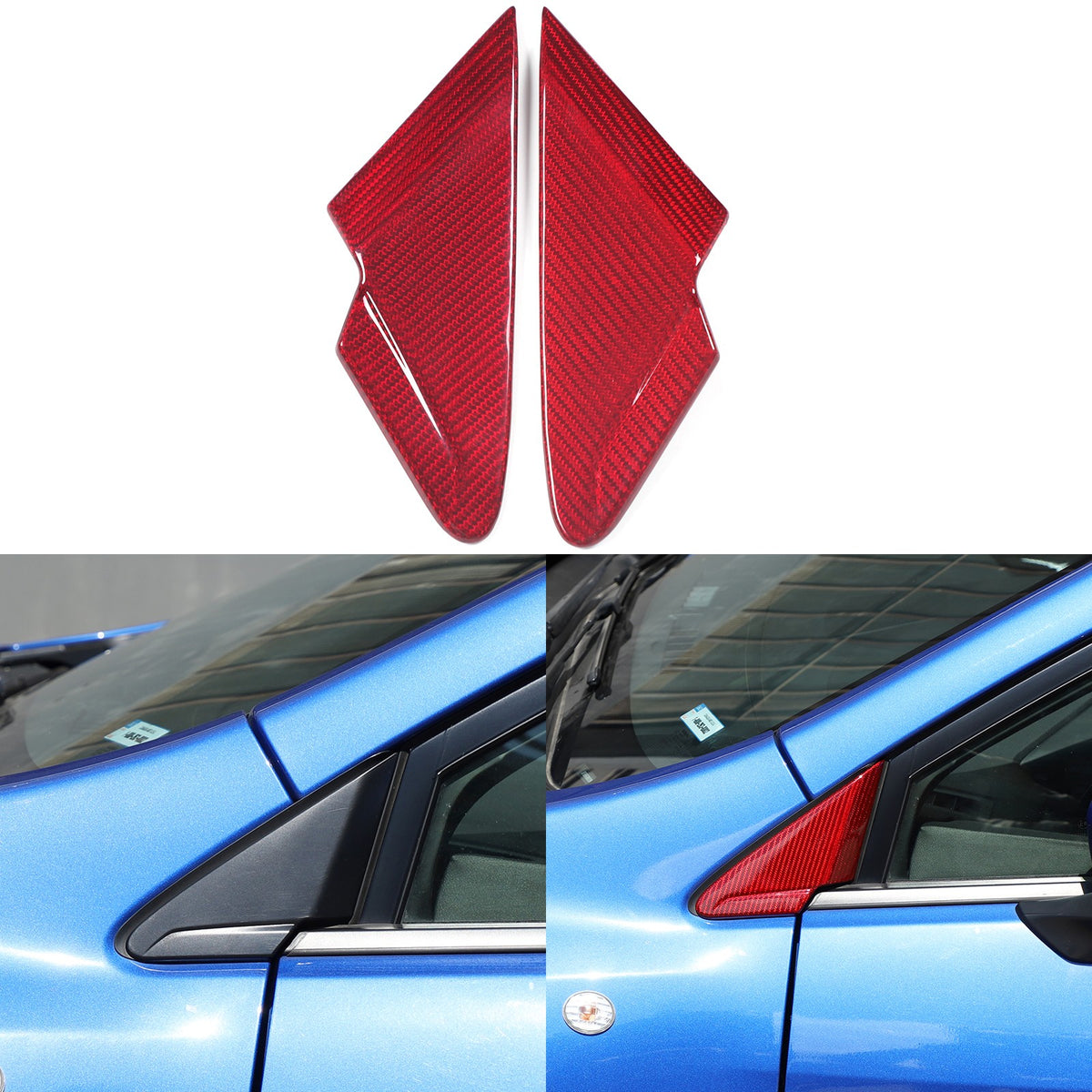 Red Real Carbon Fiber Front A-Pillar Triangle Trim For Subaru WRX Levorg 2022+ 17