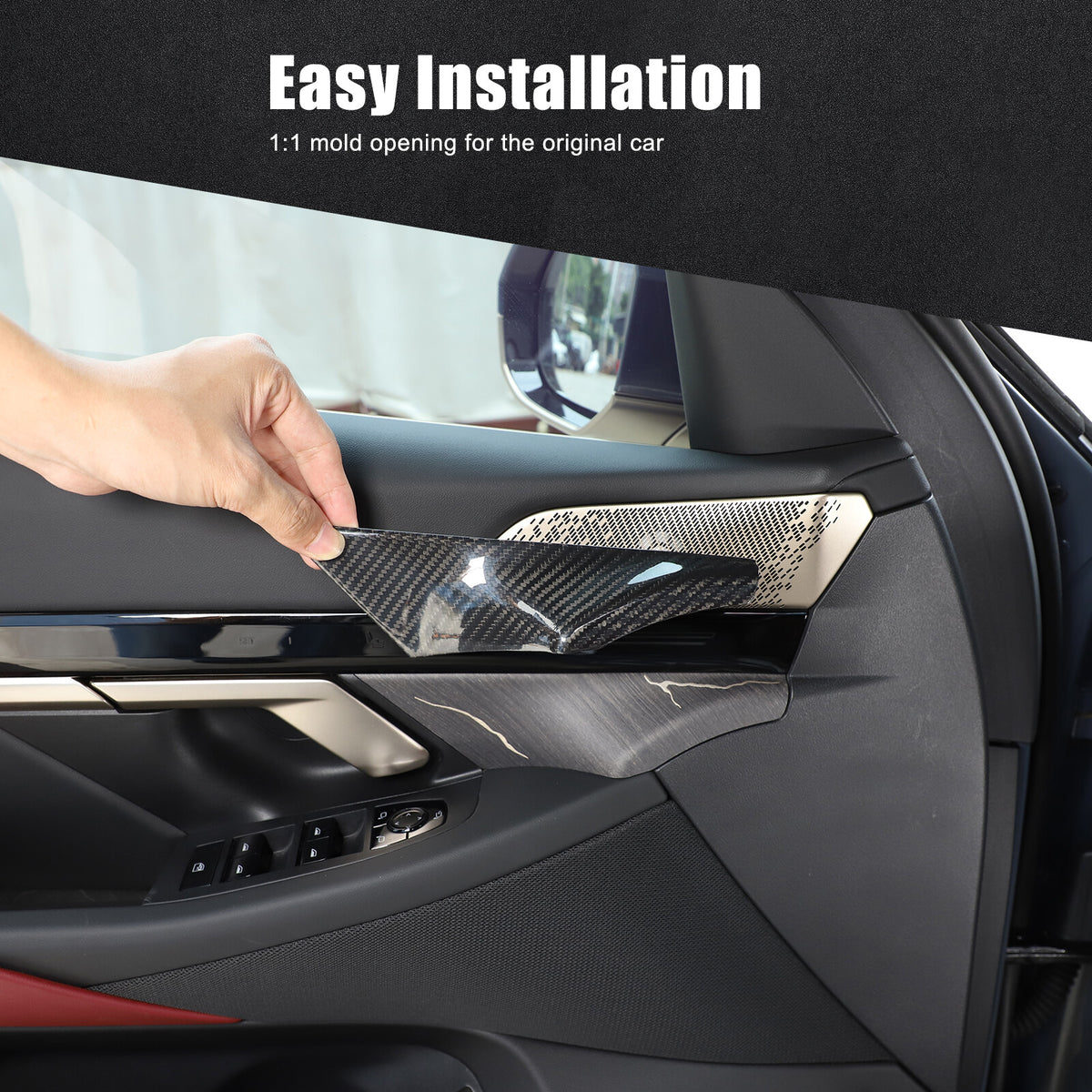 Real Carbon Fiber Interior Door Handle Cover Trim For BMW 5 Series G60 i5 2024+ 23