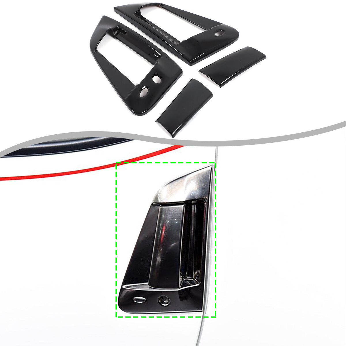 Glossy Black Exterior Door Handle Side Mirror Trim Set For Nissan 370Z Z34 09-20 3
