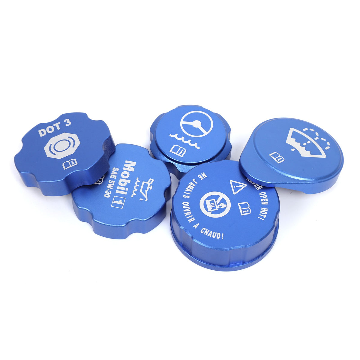 5pcs Alloy Blue Engine Cabin Fluid Cover Decorate Caps For Corvette C6 05-13 US 14