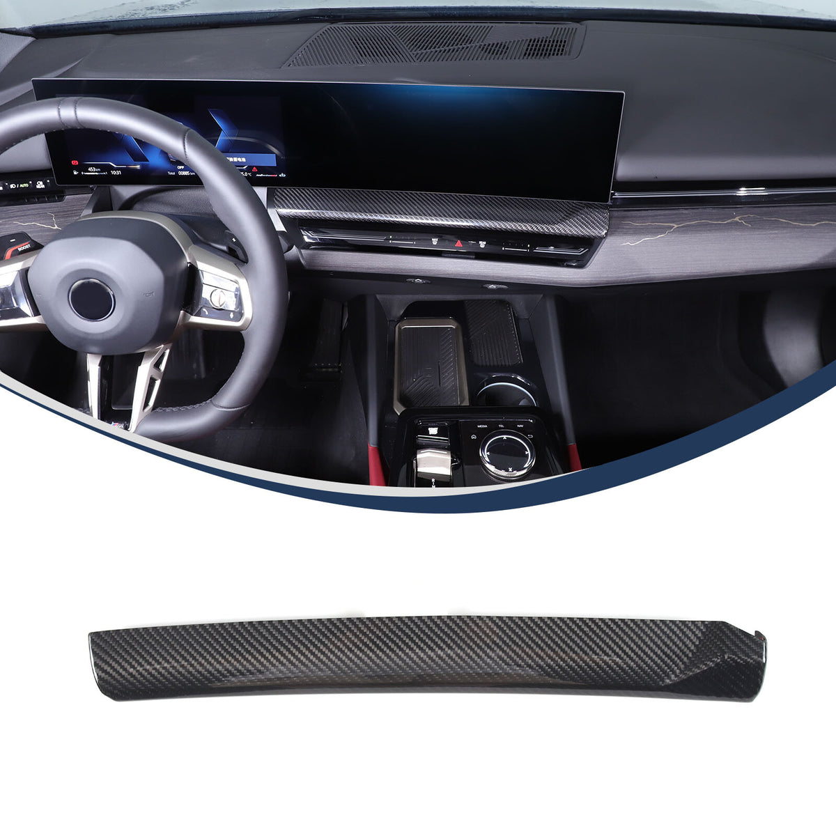 Real Carbon Fiber Navigation Screen Lower trim For BMW 5 Series G60 i5 2024+ 20