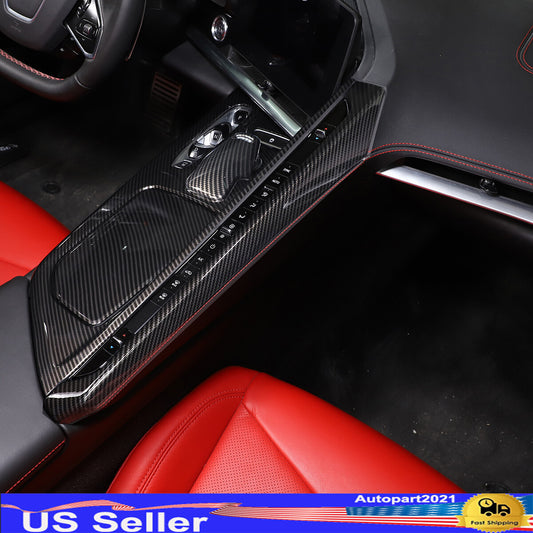 Carbon Fiber ABS Interior Console Panel Trim Cover Set Kit For Corvette C8 20+ 1
