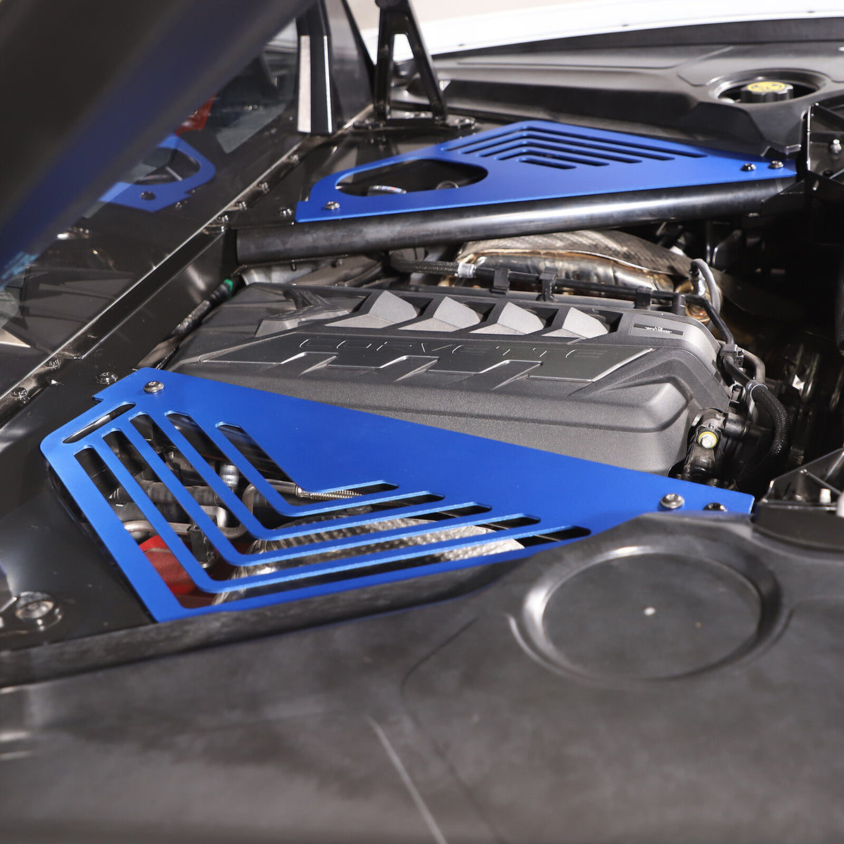 Blue Alloy Engine Covers Engine Bay Panel Interior For Corvette C8 2020-2026 9