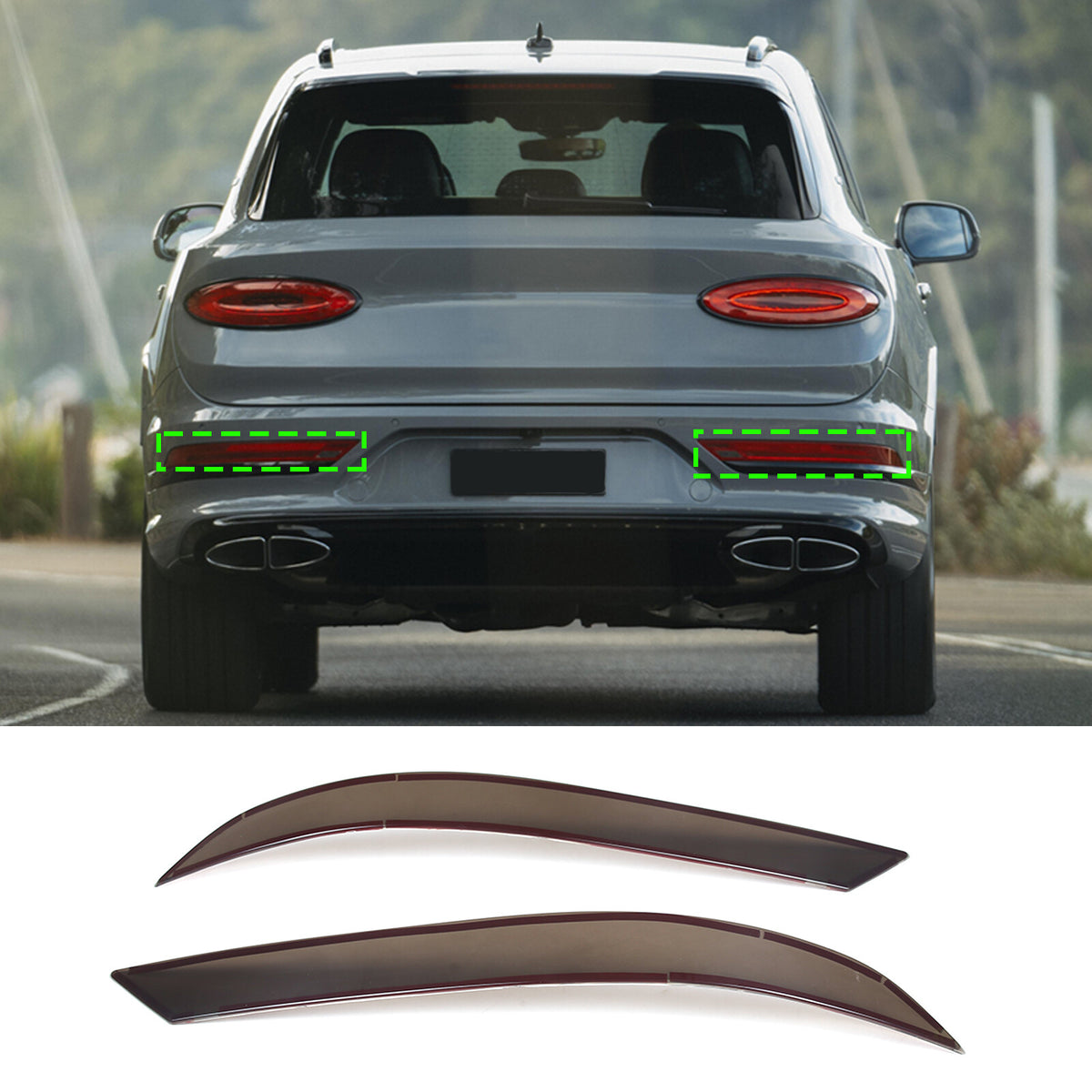 Smoked Rear Tail & Fog Light Blackout Taillight Cover For Bentley Bentayga 21-23 3