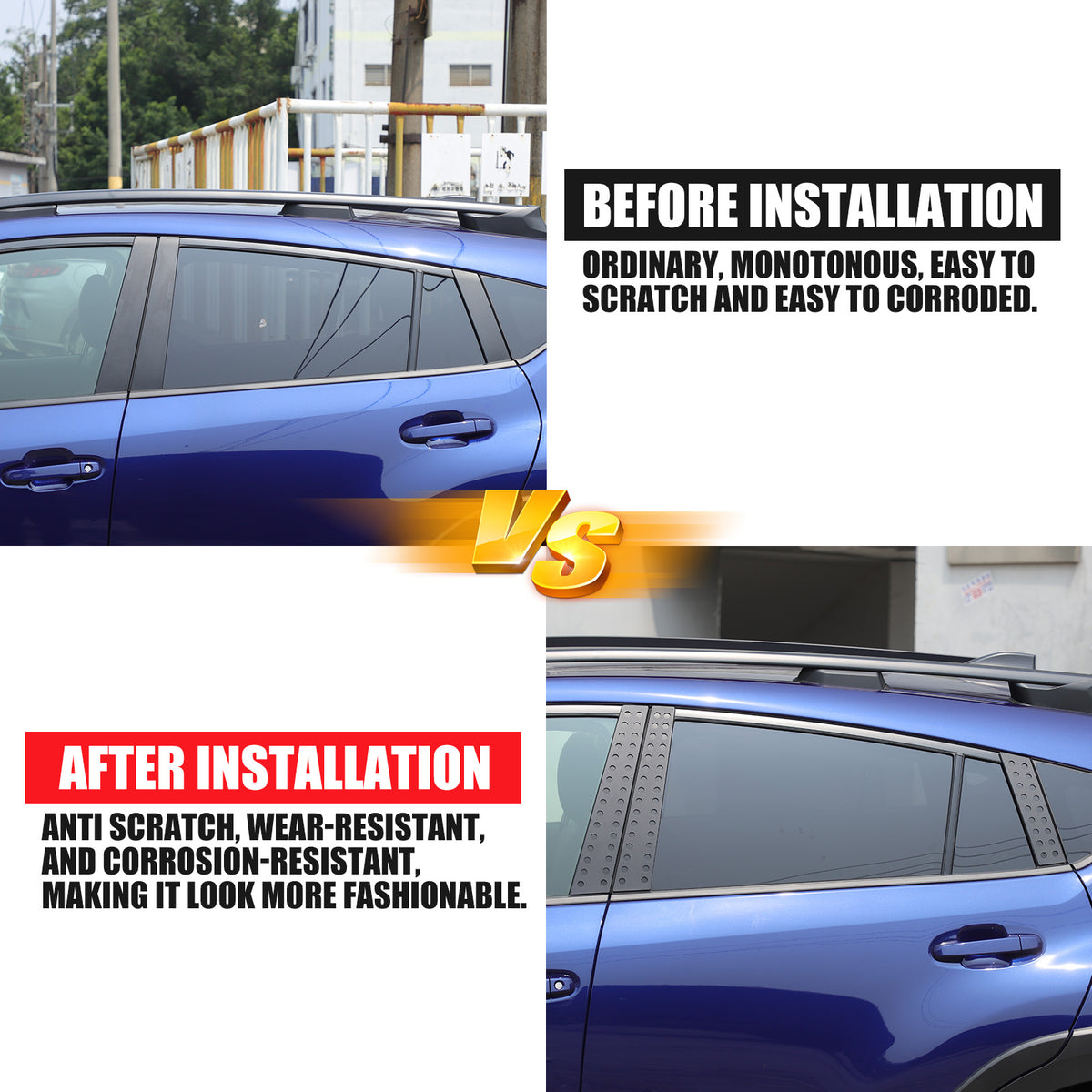 Exterior Rear Quarter Door Window Pillar Trim Kit For Subaru Crosstrek 2024+ 8