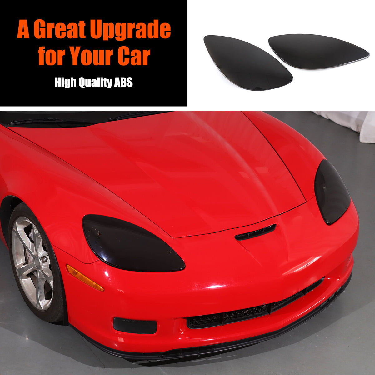 Smoked Blackout Headlight Lamp Cover Bezel Overlay Trim For Corvette C6 2005-13 16