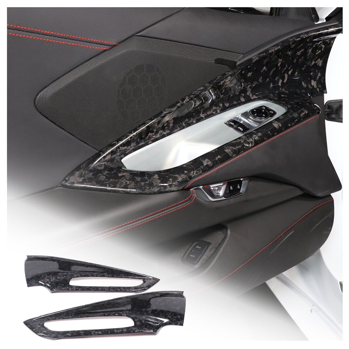 Forged Real Carbon Fiber Interior Door Panel Frame Trim For Corvette C8 2020-26 7