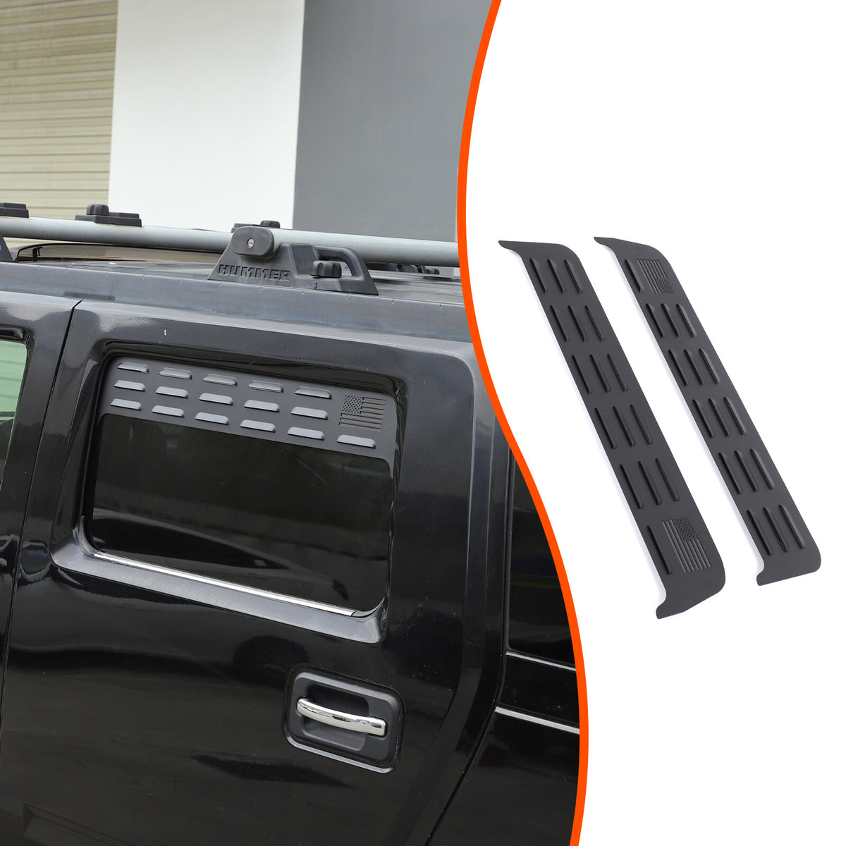 USA Flag Rear Window Vent Louver Shutter Cover Trim for Hummer H2 2003-2009 10