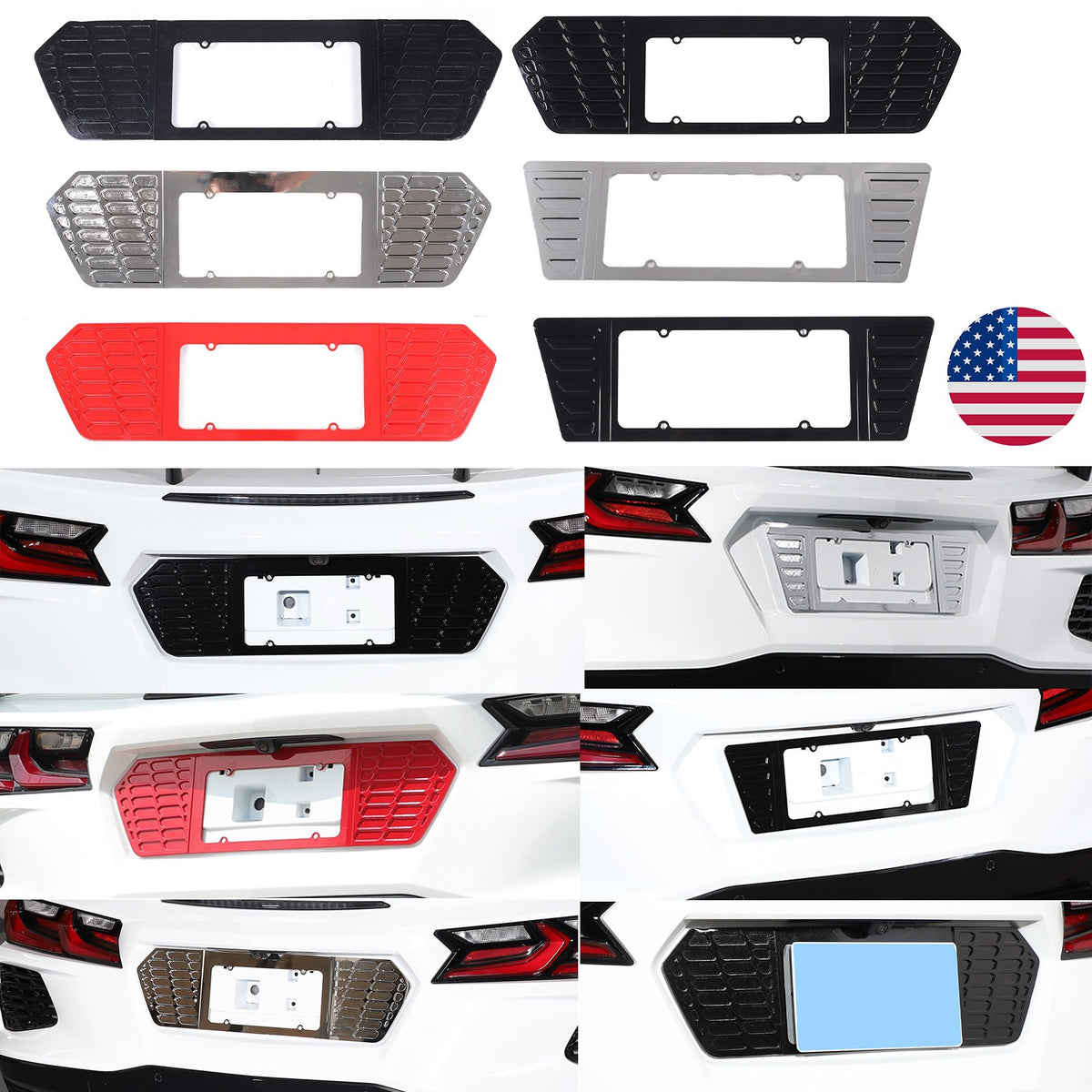 Alloy Rear License Plate Filler Trim Cover For Corvette C8 Stingray Z51 20+ 1