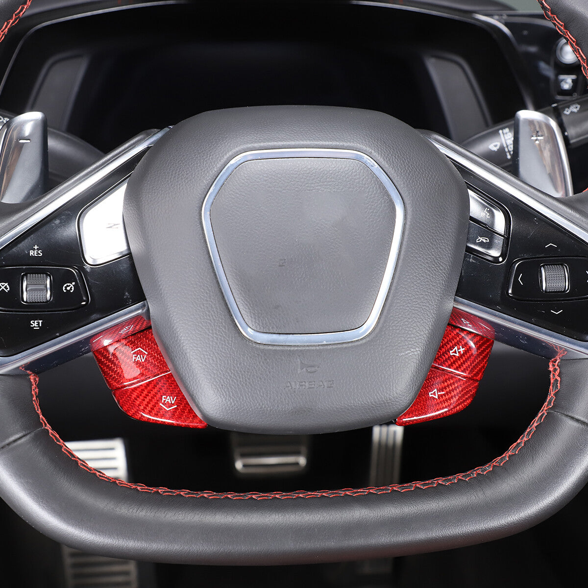 Red Real Carbon Fiber Full Interior Set Decor Trim Kit for Corvette C8 20-25 - Styles 51-55 8