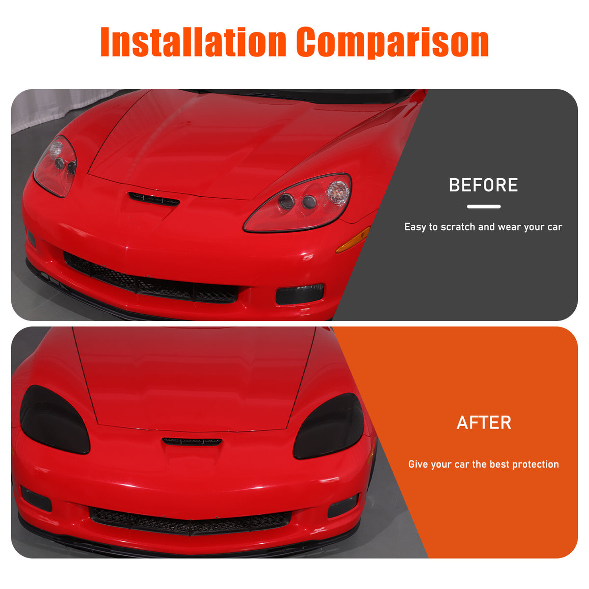 Smoked Black Front Headlight & Rear Tail Light Cover Trim For Corvette C6 05-13 5