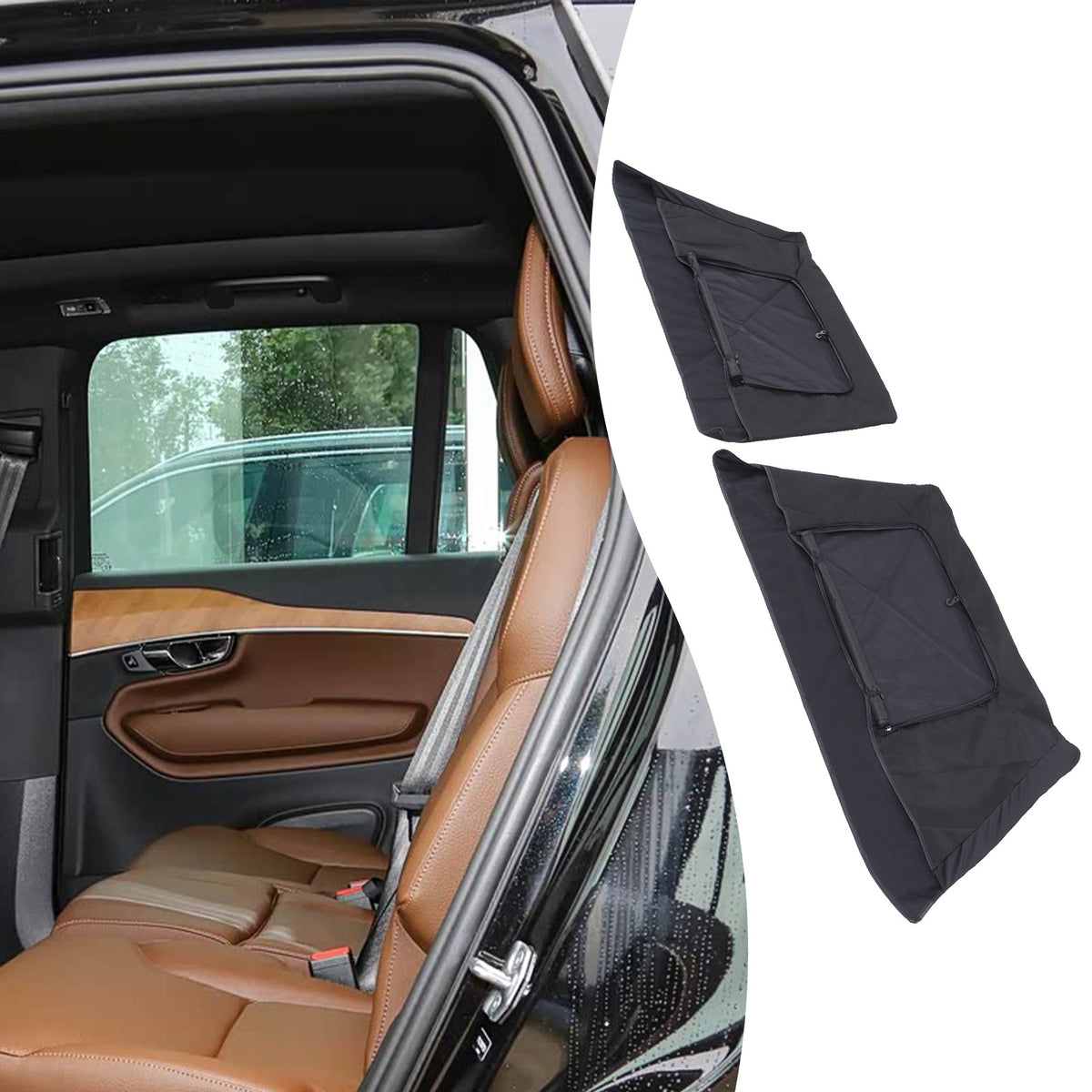 Black ABS Rear Window Visor Sun Shade Cover For Volvo XC90 2015-2024 11