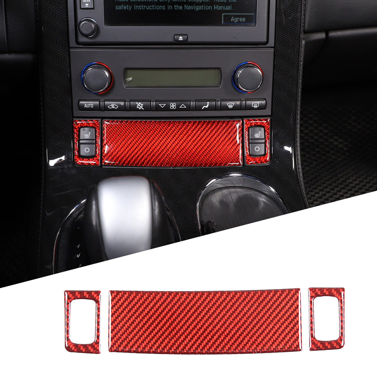 Red Carbon Fiber Central Control Panel Trim Set For Corvette C6 2005-2013 9