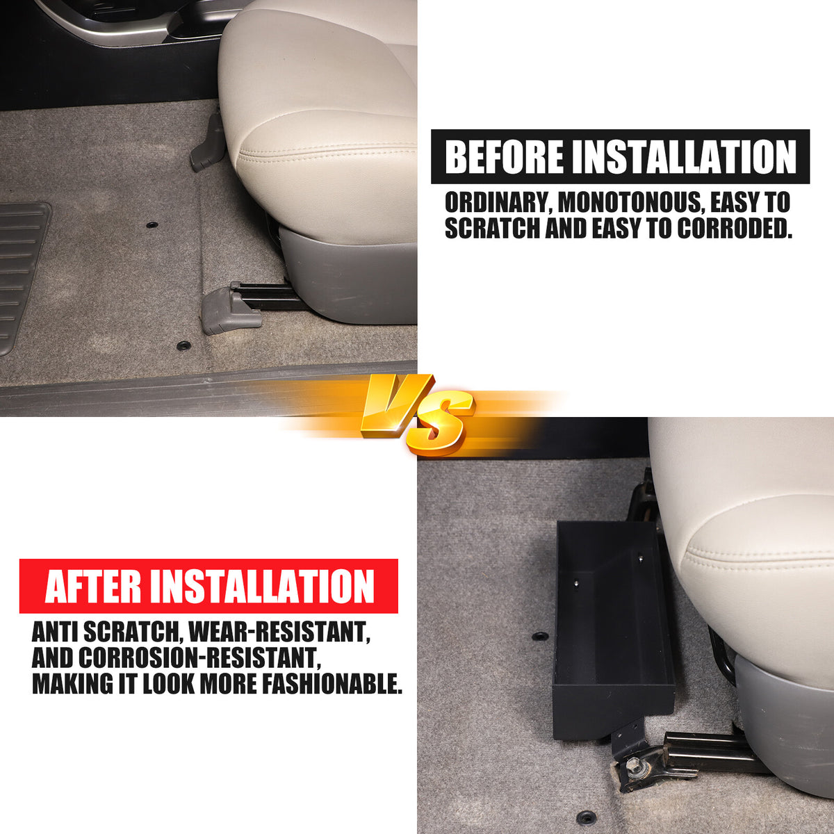 Black Aluminum Alloy Under-seat Storage Basket Tray For Toyota Prado FJ120 03-09 20