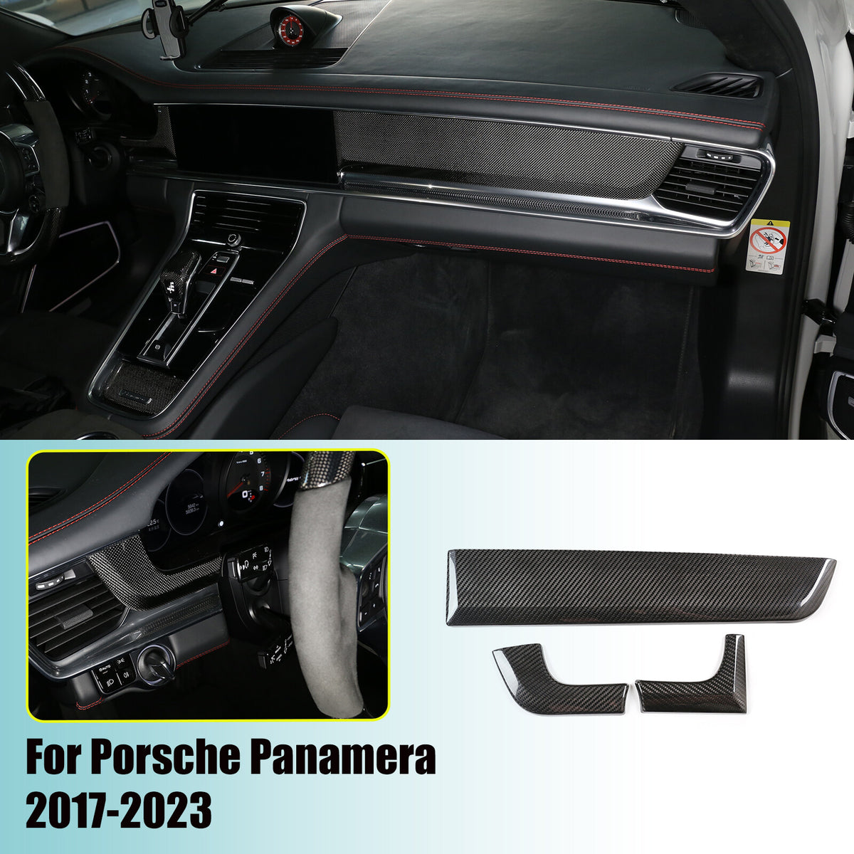 Real Carbon Fiber Center Dashboard Trim For Porsche Panamera 971 2017-2023 US 1