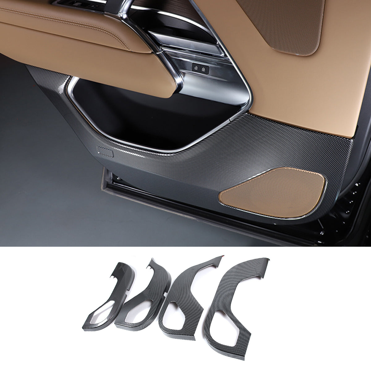 ABS Carbon Fiber Door Anti-kick Panel Trim For LR Range Rover Vogue 2023-2024 1