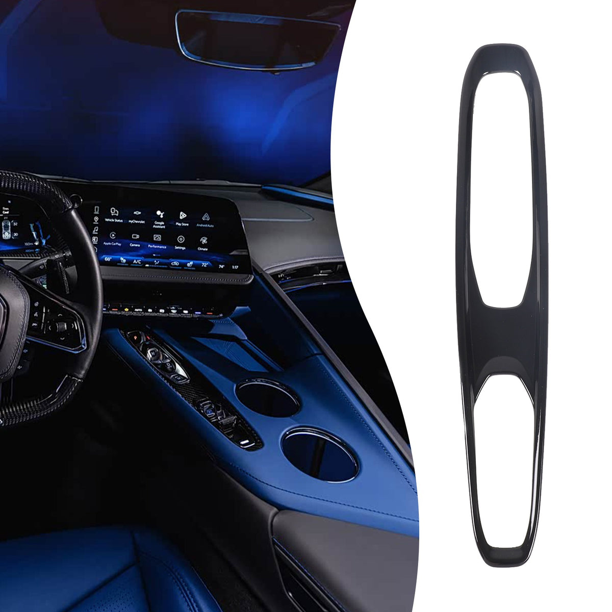 Glossy Piano Black Center Console Gear Panel Trim Set For Corvette C8 26+ US 13