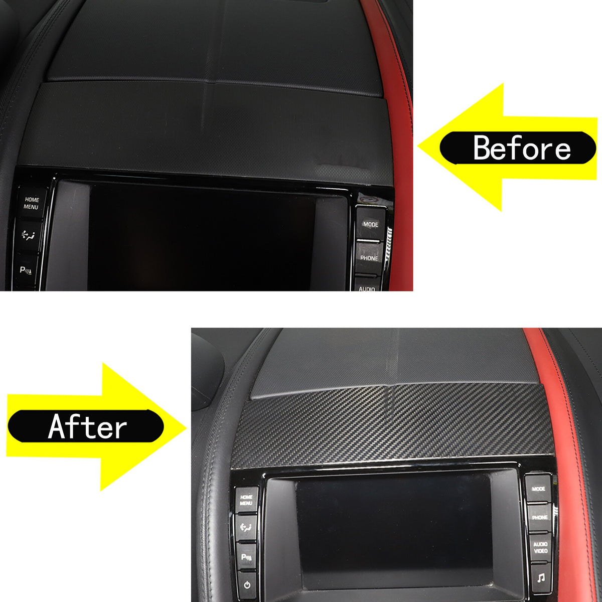 Real Carbon fiber Navigation screen upper cover Trim For Jaguar F-TYPE 2013-22 16