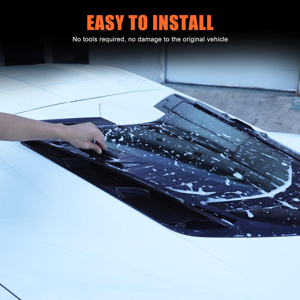 ABS Piano Black Rear Hood Wash Waterproof Trim Cover For Corvette C8 2020+ 2