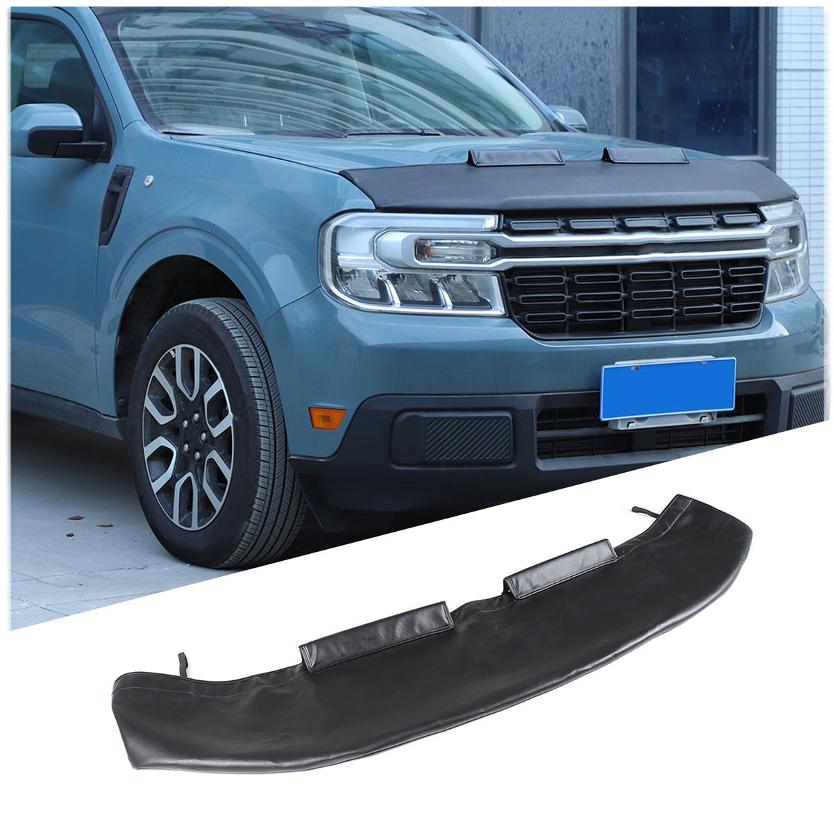 Black Car Bonnet Hood Bra Protector Mask Cover For Ford Maverick 2022-23 US 9