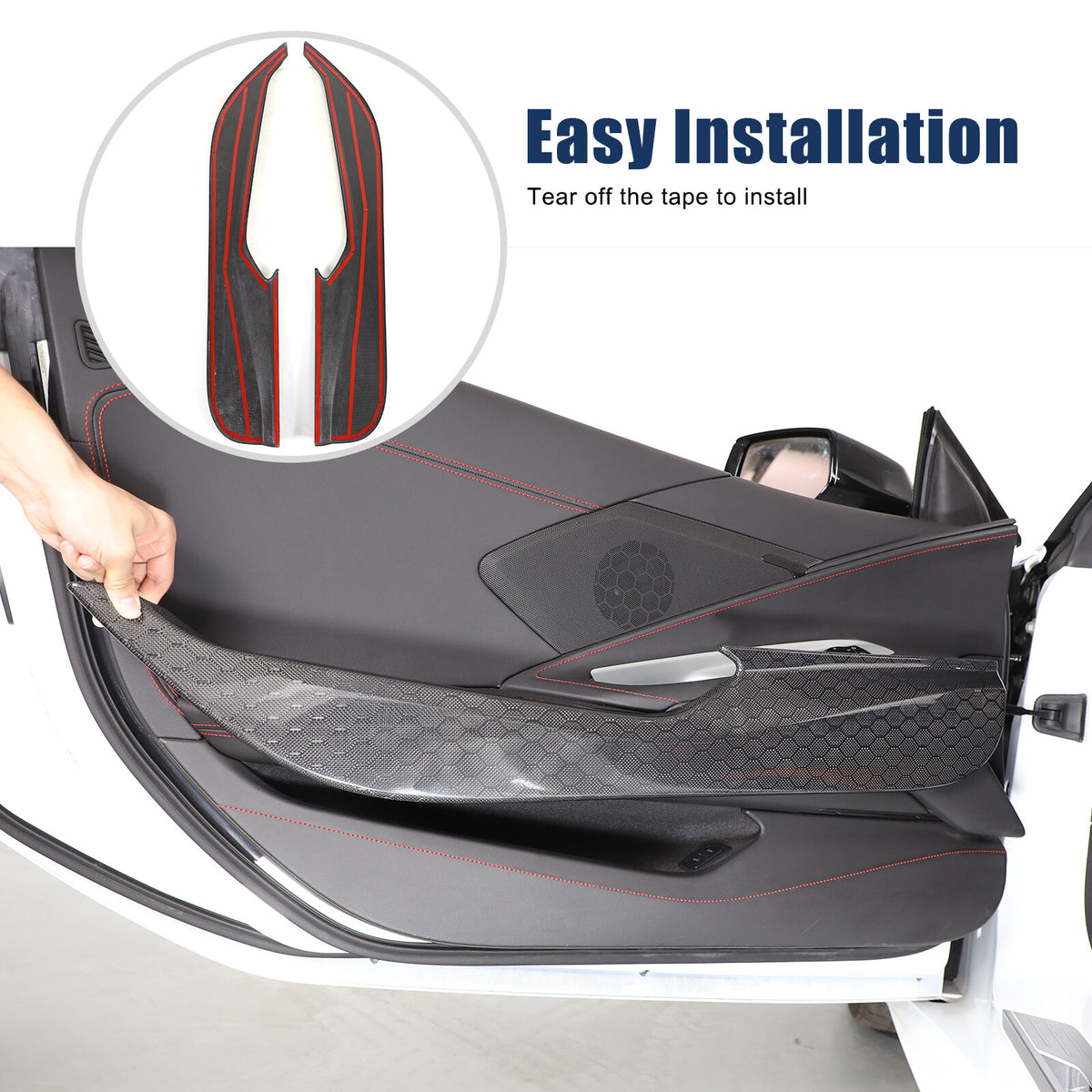 Honeycomb Real Carbon Fiber Door Anti-Kick Panel Trim For Corvette C8 2020+ 16
