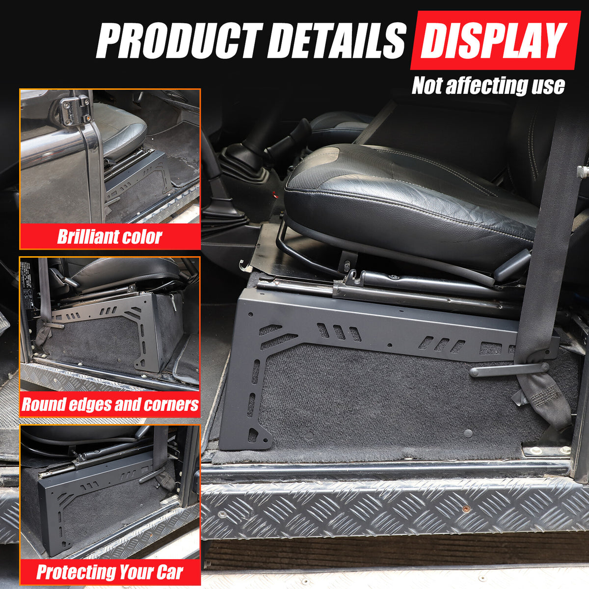 Black Seat Box Corner Carpet Mat Protector For Land Rover Defender L316 2004-18 3