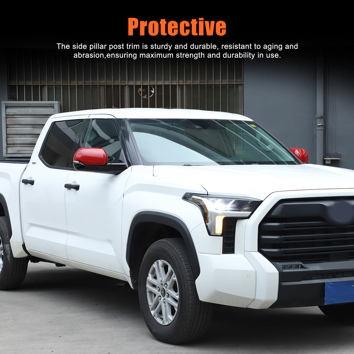 Red ABS Side Mirror Cover Trim with Turn Signal For Toyota Tundra/Sequoia 22+ US 22
