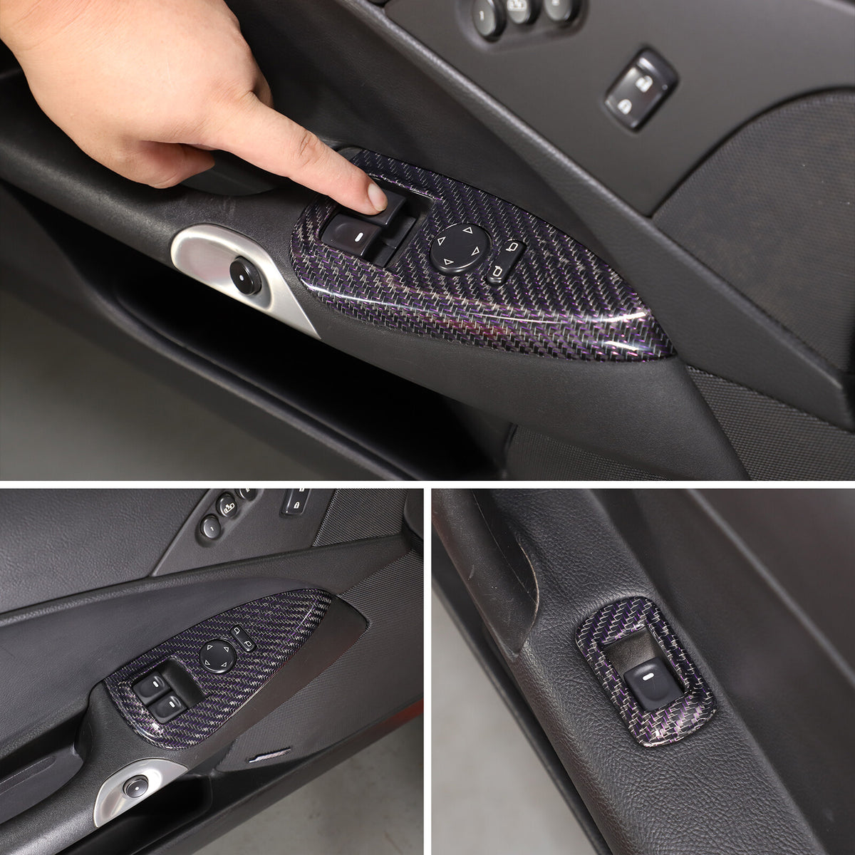 Real Carbon Fiber Window Lift Switch Button Trim Frame For Corvette C6 2005-2013 5