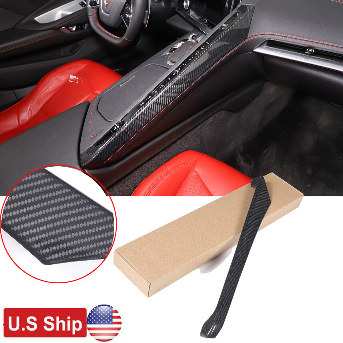 Real Carbon Center Console Passenger Side Trim For Corvette C8 Z51 Z06 Stingray 1