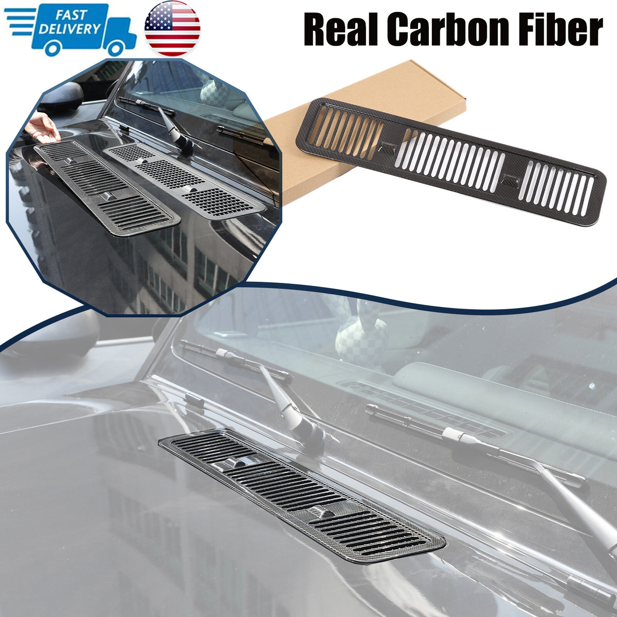 Real Carbon Fiber Hood Engine Air Vent Trim For Benz G W463 G500 G63 19-24 US 1