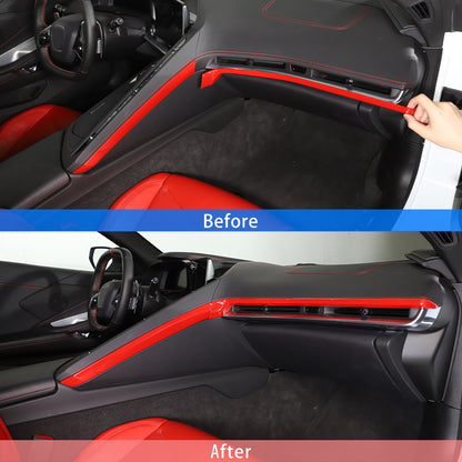 Red Full Interior Set Dash Panel Decor Cover Trim Kit For Corvette C8 2020-25 - Variants 11-15 23